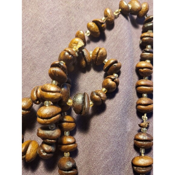 Rare & Unique 1 Of A Kind Coffee Bean Necklace, hand made-El Salvador-1970's-17" - Picture 3 of 3